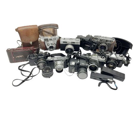 Collection of cameras, including Neoca camera body serial no 191958, with Neokor Anastigmat 1:45mm' lens' serial no. 18351, Y