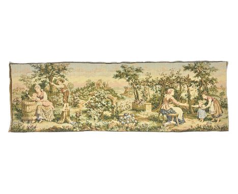 20th century French tapestry, depicting countryside landscape with figuresDimensions: Height:&nbsp;46cm&nbsp; Length/Width:&n