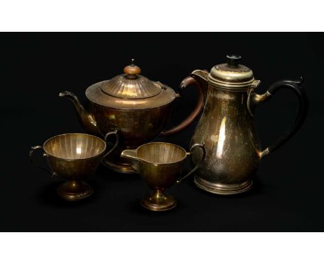 GEORGE V THREE PIECE SILVER TEASET, Birmingham 1926, 19ozt, together with associated EPNS hotwater jug (4)