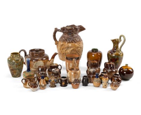 ASSORTED DOULTON CERAMICS comprising Doulton and Watts hunting jug, eight pieces of relief wares including hunting, hunting t