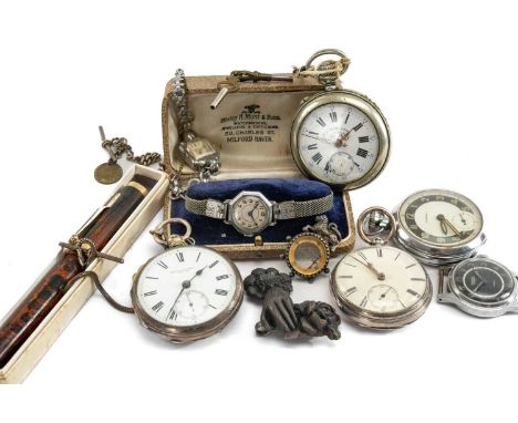 ASSORTED WATCHES &amp; COLLECTIBLES, including two ladies vintage wristwatches and four pocket watches, Smiths Empire gent's 