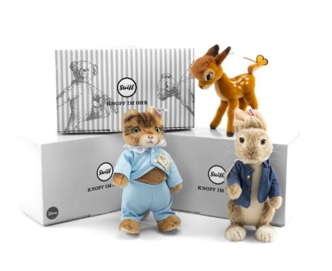 THREE BOXED LTD EDN STEIFF ANIMALS, comprising Tom Kitten (715/500) mohair, model 690389, 25cms, Peter Rabbit, The Movie Edit