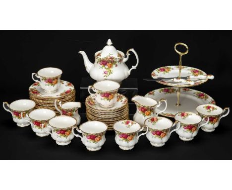 COLLECTION OF ROYAL ALBERT 'OLD COUNTRY ROSES' TEAWARE, comprising 10 x tea cups, 11 x saucers, 8 x side plates, 8 x sandwich