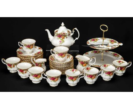 COLLECTION OF ROYAL ALBERT 'OLD COUNTRY ROSES' TEAWARE, comprising 10 x tea cups, 11 x saucers, 8 x side plates, 8 x sandwich