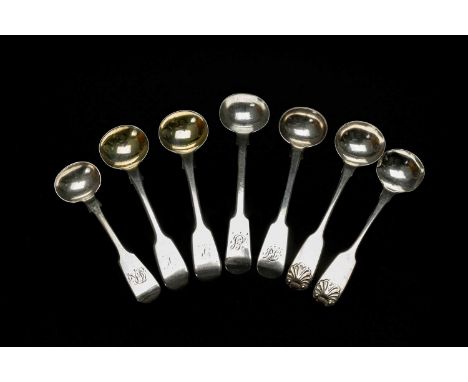 COLLECTION PROVINCIAL SILVER SALT SPOONS, Newcastle hallmarks, various makers including Thomas Sewell, John Walton, ?Thomas W