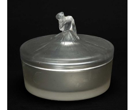 RENE LALIQUE 'DEGAS' BOX & COVER, No. 66, c. 1993 (originally designed 1921), clear and frosted, the lid modelled as a baller
