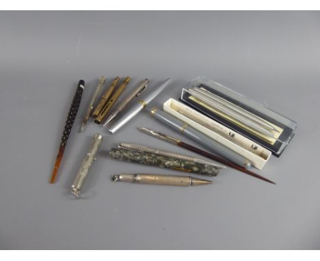 Miscellaneous Vintage Pens and Propelling Pencils, including Cross, Parker, Schaefer, Evasharp amongst it. (some silver items