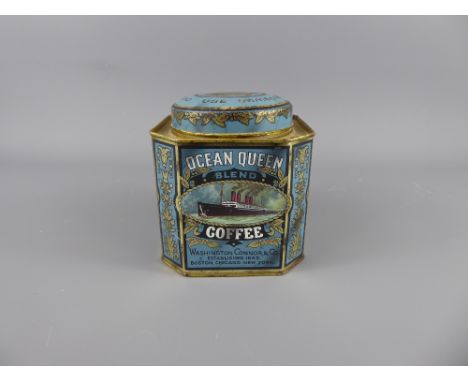 A Vintage Ocean Queen Coffee Lithographed Tin Plate Coffee Caddy.