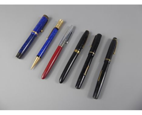 Quantity of Vintage Pens, including Parker Duofold Pencil and Pen, Wyvern Fountain Pen and a Swan Self-Filler. (5)