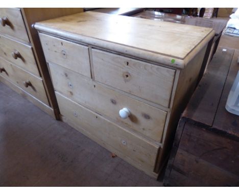 A Vintage Pine Chest of Drawers, two short and three long drawers, approx 90 x 46 x 76 cms.