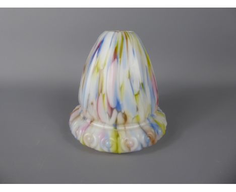 An Art Deco Bell-Shaped End of Day Splatter Glass Lamp Shade, approx 18 cms high.