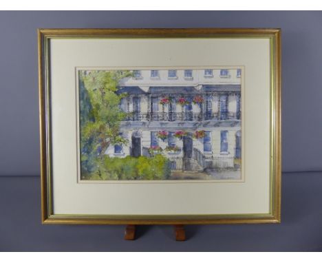 Evelyn E. Howson Original Watercolours, entitled 'Houses on the Promenade', 'Veranda's Cambray Street', 'Spring in Pittville 