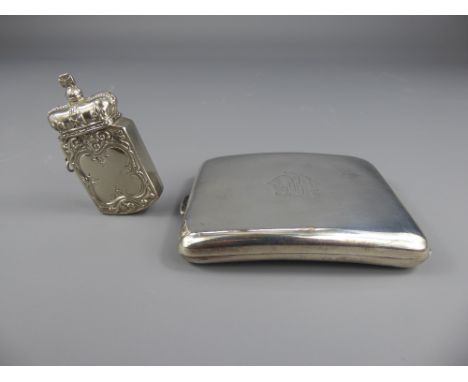A Silver Cigarette Case,having a gilded interior, Sheffield hallmark, dated 1922, mm J.D & S approx 130 gms together with a s