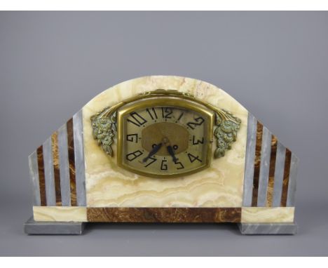 A French Art Deco 'Dunkerque' Marble Mantel Clock, approx 61 x 40 x 10 cms.