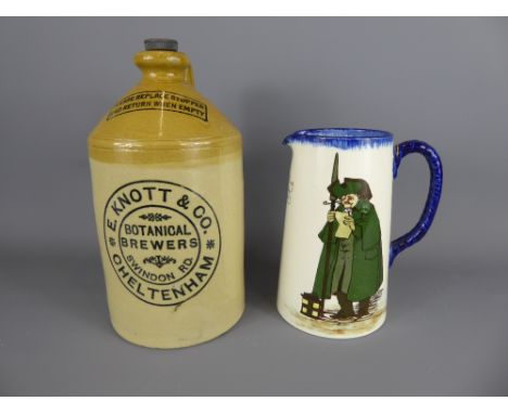 A Pair of Vintage Ceramic Flagons, one depicting E. Knott & Co., Botanical Brewers, Swindon Road, Cheltenham, approx 30 cms h
