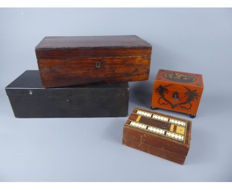 Miscellaneous Boxes, including a rosewood box of simple design, a Venetian trinket box, an ebonised box and a box containing 