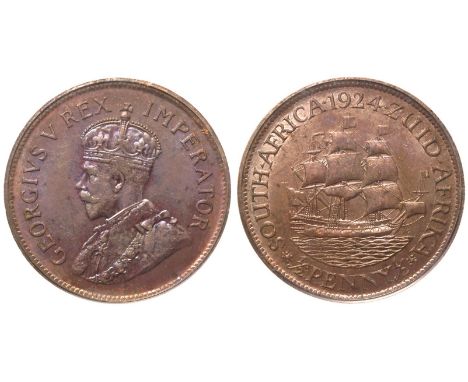 UNITED KINGDOM. George V, 1910-36. Bronze Halfpenny, 1924. Royal Mint. Bare head of King George V facing left; B.M. below; ar
