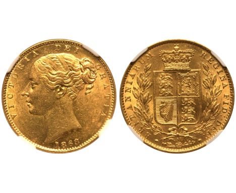 UNITED KINGDOM. Victoria, 1837-1901. Gold Sovereign, 1868. London. Die Number. Second young head of Victoria facing left, hai