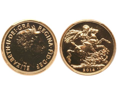 INDIA. Elizabeth II, 1952-2022. Gold Sovereign, 2014 I. MMTC-PAMP on licence from the Royal Mint. Fourth crowned portrait of 