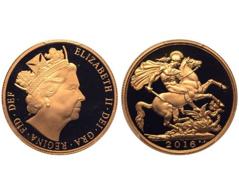 UNITED KINGDOM. Elizabeth II, 1952-2022. Gold 2 Pounds (Double Sovereign), 2016. Royal Mint. Proof. To celebrate the Queen's 
