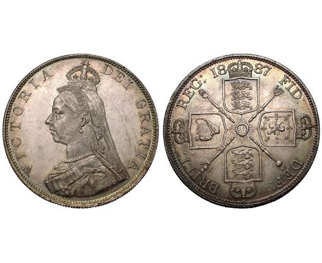 UNITED KINGDOM. Victoria, 1837-1901. Silver Double Florin, 1887. Royal Mint. Roman I in date. Jubilee bust of Queen Victoria 