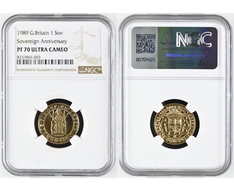 UNITED KINGDOM. Elizabeth II, 1952-2022. Gold Sovereign, 1989. Royal Mint. Proof. Commemorating the 500 years anniversary of 