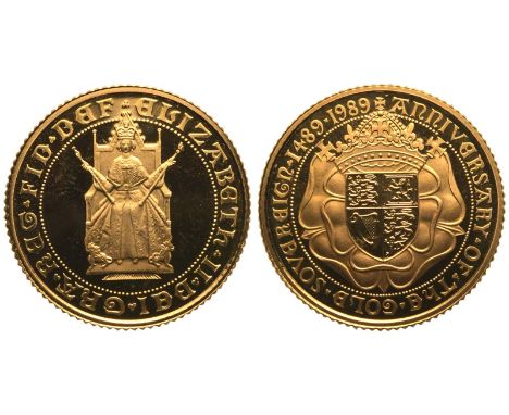 UNITED KINGDOM. Elizabeth II, 1952-2022. Gold Half-Sovereign, 1989. Royal Mint. Proof. Commemorating the 500 years anniversar
