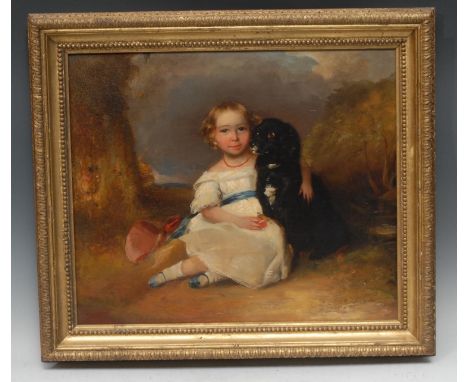 Circle of Alfred Edward Chalon (first-second quarter, 19th century)Portrait of a Young Girl with a Faithful Houndoil on canva