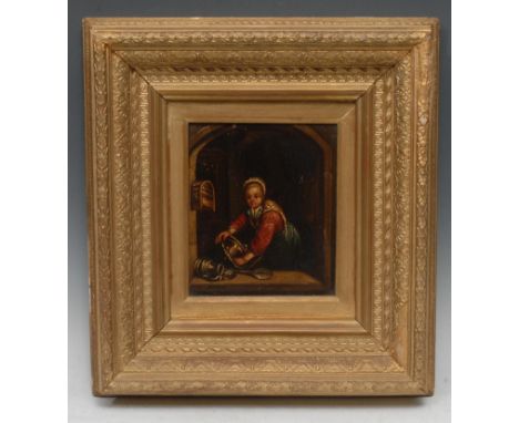 R. Blenn (19th century)A Dutch Scullery Maidsigned, oil on copper panel, 20.5cm x 17cm 