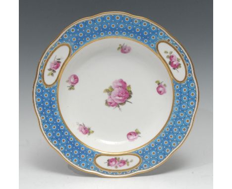A Derby shaped circular soup plate from the Duke of Northumberland service, painted possibly by William Billingsley,  with a 
