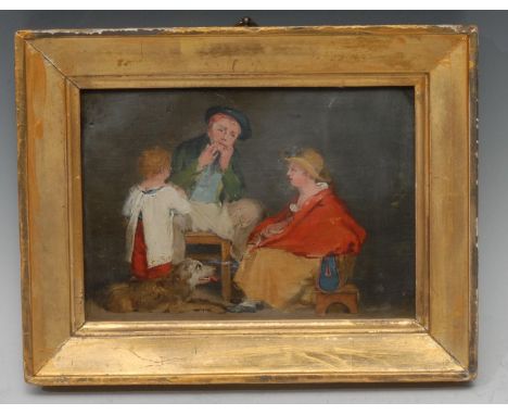 English School (mid-19th century)After Sir David Wilkie RA, The Jew's Harpinscribed to verso, oil on panel, 15.5cm x 21cmProv