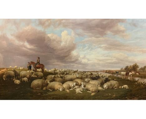 Thomas Sidney Cooper, RA (1803 - 1902) April Showers signed and dated 1864, oil on canvas, 107cm x 187cm Provenance: 1) Charl