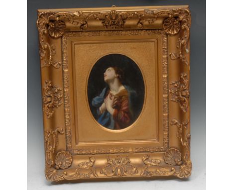 Italian School (18th/19th century)After the Italian Old Master, The Adoring Maryoval, oil on copper panel, 22cm x 16cm, engra