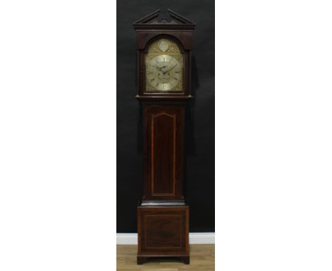 A George III Scottish mahogany longcase clock, 33cm arched brass dial inscribed James Park, Kilmalcolm, Roman and Arabic nume