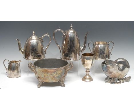 A Victorian E.P.N.S four piece tea and coffee service, by Elkington &amp; Co, comprising teapot, coffee pot, milk jug and sug
