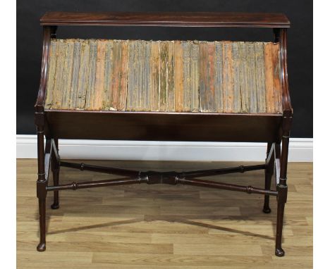 A George III style mahogany rectangular book trough, with a set of Encyclopaedia Britannica, 84cm high, 93cm wide 
