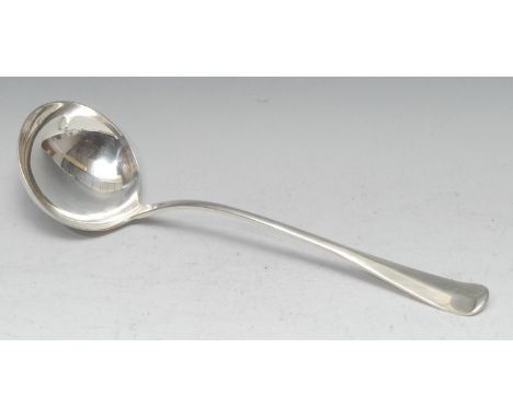 An Edwardian silver Hanoverian Rat Tail pattern soup ladle West &amp; Son, Sheffield London 1910, 8.5oz 