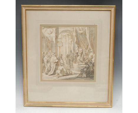 Dutch Old Master School (late 17th/18th century)Solomon and Hiram Exchange Gifts, 1 Kings IX:10-28preparatory drawing, pen, i