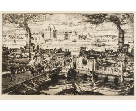 NO RESERVE Liverpool.- Penn (William Charles, 1877-1968) The Mersey Ferries, etching and drypoint on cream wove paper, signed