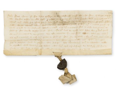 Suffolk.- Charter, William Gosselyn de Grimdesburgh [Grundisburgh] grants to Bartholomew Gosselyn chaplain of land in Grimdes
