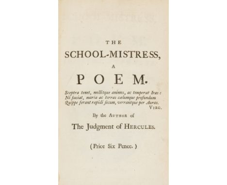 [Shenstone (William)] The School-Mistress..., first edition, half-title, title in red &amp; black and with engraved vignette 