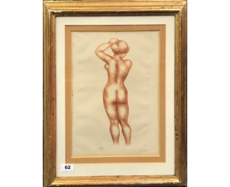 Aristide Maillol (French 1861-1944 Sculptor and artist) gilt framed monogrammed lithograph of a young naked female, 42 x 52cm