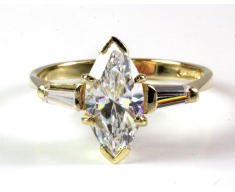 A 9ct yellow gold stone set ring, (P.5).