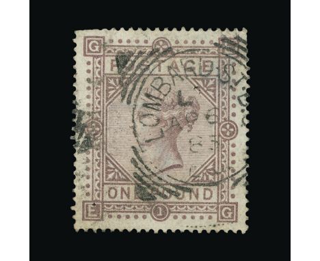 Great Britain - QV (surface printed) : (SG 132) 1867-83 wmk Anchor on blued paper £1 brown-lilac, EG, well centred, light squ