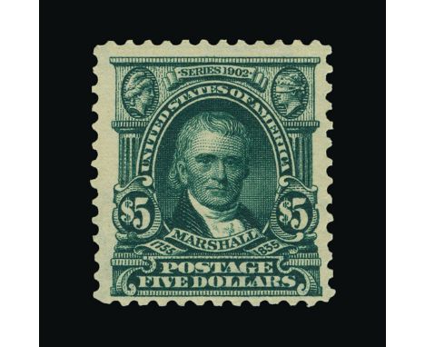 United States of America : (SG 319) 1902-08 Marshall $5 blue-green, centred to SE, small patch of disturbed corner gum, fresh