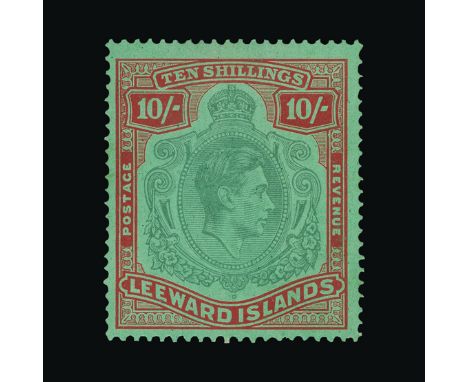 Leeward Islands : (SG 113ad) 1938-51 10s pale green and dull red/green with broken top right scroll very fine m.m. small h/r,