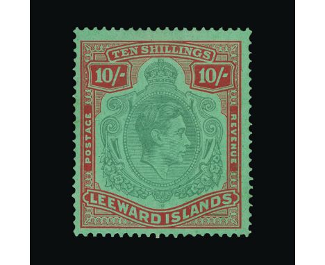 Leeward Islands : (SG 113ad) 1938-51 10s pale green and dull red/green with broken top right scroll very fine m.m. small h/r,