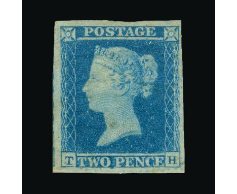 Great Britain - QV (line engraved) : (SG 13be) 1841 2d pale blue, plate 4, TH, 4 small to (mostly) large margins, with PROMIN
