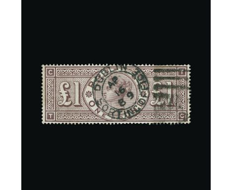 Great Britain - QV (surface printed) : (SG 186) 1888 Orbs £1 brown-lilac, TC, DUBLIN SORTIG OFFICE cds and duplex, good colou