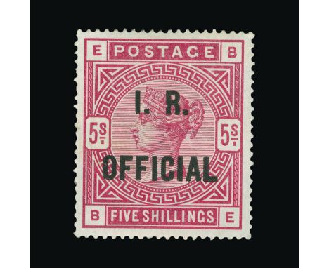 Great Britain - Officials : (SG O9) 1884-88 INLAND REVENUE 5s rose, BE, tiny light abrasion at bottom of chignon, a few blunt